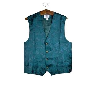 VINTAGE RARE Disney Store 90's Cast Member Vest Waistcoat Textured Pattern Sz L